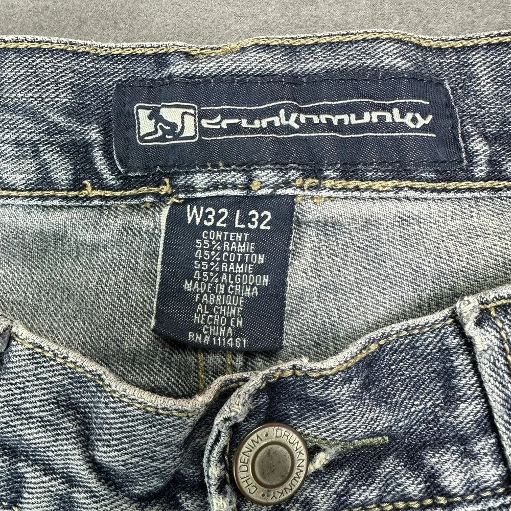 Vintage Drunknmunky Jeans Mens 32x32 Light Blue Baggy Loose Hip Hop Y2K Grunge